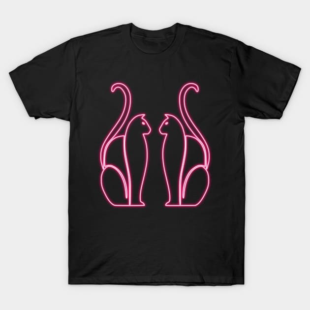 Pink Neon CATS Art Deco T-Shirt by la chataigne qui vole ⭐⭐⭐⭐⭐